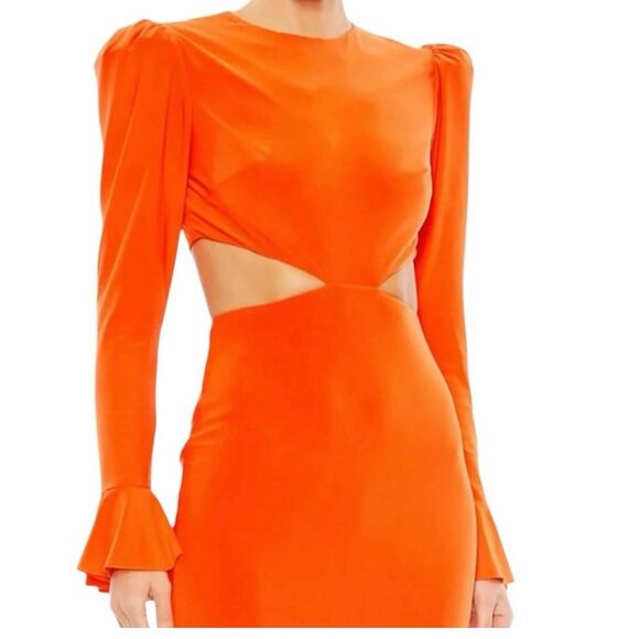 NWT Women's Mac Duggal Puff-Sleeve‎ Cut-Out Trumpet Gown in Size 8 - Picture 4 of 7